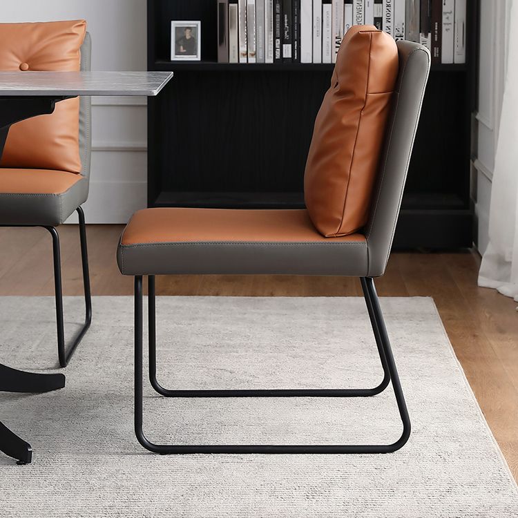 Contemporary Metal Dining Room Chairs Upholstered Dining Armless chairs for Home Use Clearhalo ' kitchen&dining_furn' 'Dining Chairs' 'Dining Tables & Seating' 'dining_chair' 'furn' 'furn_dining_chair' 'Furniture' 'furniture_dining_chair' 'Kitchen & Dining Furniture' 'kitchen' 1200x1200_c02a55b3-2836-448a-9be9-283ba6486e28