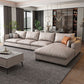 Recessed Arm Sofa & Chaise 129.92" W 66.93" x D 31.5 H" x Loose Back Sofa, Faux Leather