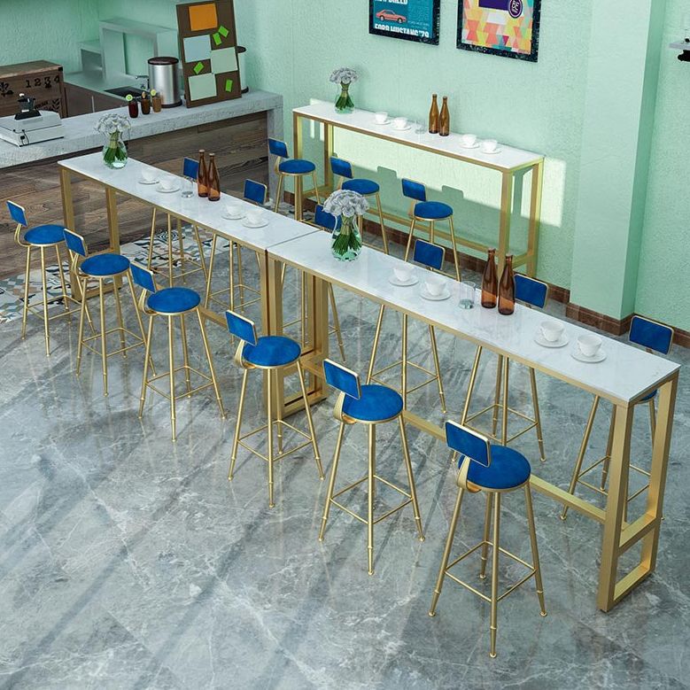 White Glam Style Bar Table in Faux Marble and Metal Living Room Simple Bar Table Clearhalo 'Bar Furniture' 'Bar Tables' 'bar_tables' 'furn' 'furn_bar_tables' 'Furniture' 'furniture_bar_tables' 'Kitchen & Dining Furniture' 1200x1200_c02b00b2-9e61-421b-a452-bd6c3f3f7ad5