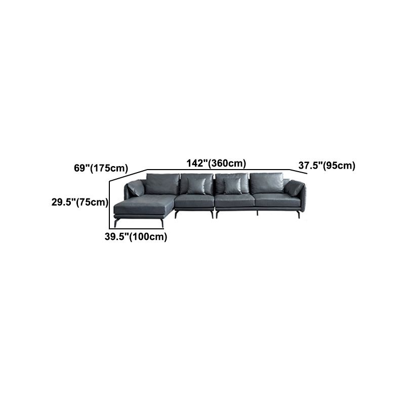 Contemporary Dark Grey Sofa with Bolster Pillows for Living Room Clearhalo 'furn' 'furn_sectionals' 'Furniture' 'Living Room Furniture' 'Sectionals' 1200x1200_c02c98d2-116d-418a-9f89-800bf1748332