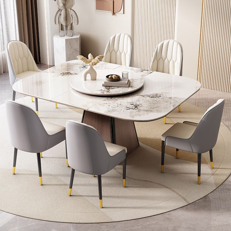 Modern White Stone Top Dining Set 1/5/7 Pieces Dining Table Set with Padded Chairs Clearhalo 'Dining Room Sets' 'Dining Tables & Seating' 'dining_room_set' 'furn' 'furn_dining_room_set' 'Furniture' 'Kitchen & Dining Furniture' 1200x1200_c02cd1b1-35c8-4b08-94b4-64c35e8a7a31