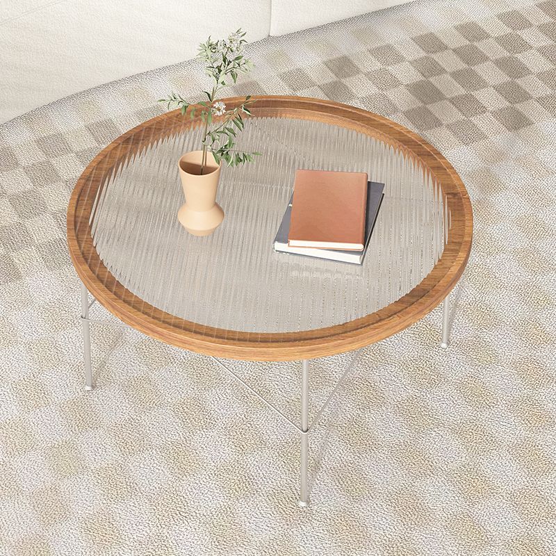 Tropical Style Glass Coffee Table Round 4 Legs Cocktail Table Clearhalo 'Coffee & Accent Tables' 'Coffee Tables' 'coffee_tables' 'furn' 'furn_coffee_tables' 'Furniture' 'Living Room Furniture' 1200x1200_c02ce4d2-f87c-42ea-a3e9-61a5319fb5f4
