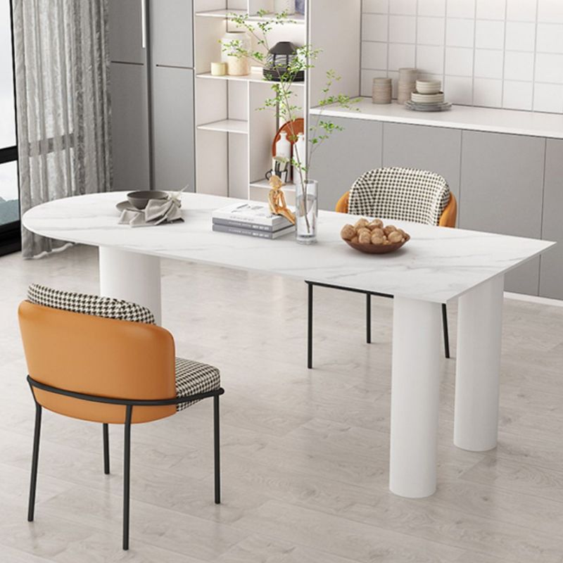 Marmor und Metall weißer Büroschreibtisch Glam gebogen