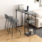 Industrial Rectangle Stone Pub Bar Table Indoor Black Iron Bar Dining Table with Shelf Clearhalo 'Bar Furniture' 'Bar Tables' 'bar_tables' 'furn' 'furn_bar_tables' 'Furniture' 'furniture_bar_tables' 'Kitchen & Dining Furniture' 1200x1200_c030f27f-9738-4ca9-99bc-9803af85fc59