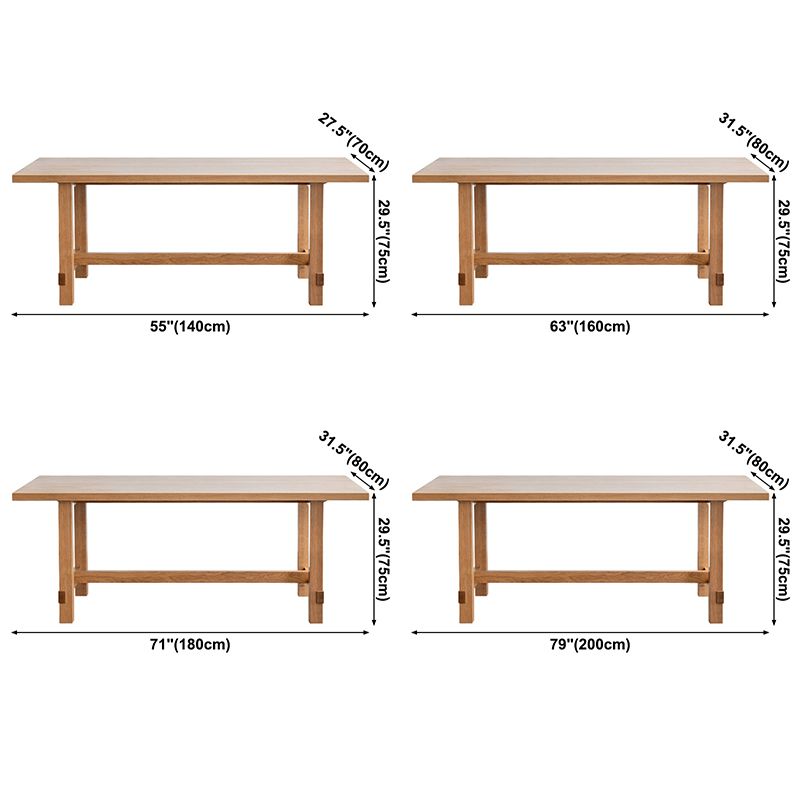 Solid Wood Rectangle Dining Table Modern Contemporary Kitchen Wood Table with Trestle Base Clearhalo ' dining_table' 'Dining Tables & Seating' 'Dining Tables' 'Furniture' 'furniture_dining_table' 'Kitchen & Dining Furniture' 'kitchen&dining_furn' 'kitchen' 'kitchen_dining_table' 1200x1200_c0336ea3-7349-4ca0-a610-887bad6b6407
