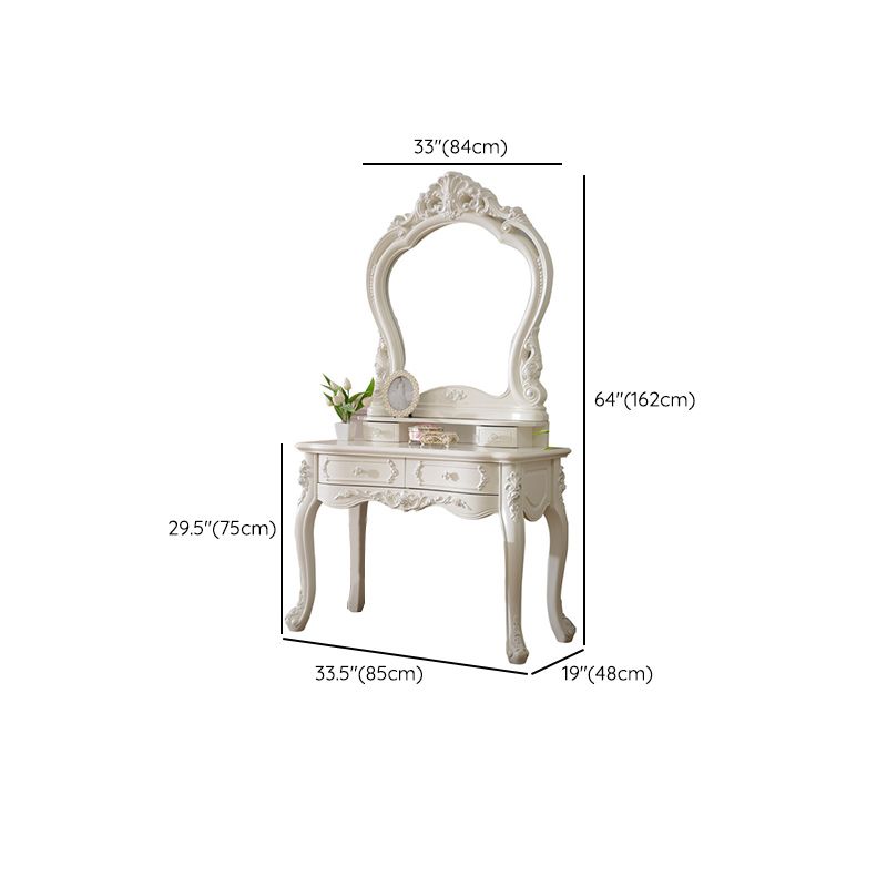 4 Drawers Makeup Table White Make up Table Stool Set Victorian Wood Vanity