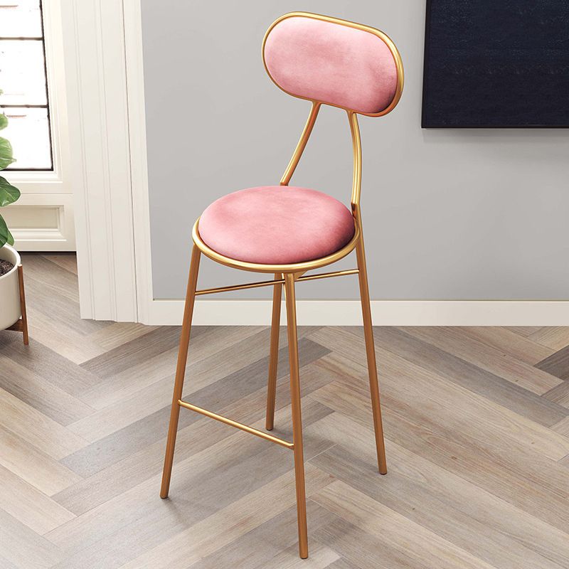 Nordic Low Back Bar-stool Round Seat Counter Bar Stool with Metal Legs Clearhalo 'Bar Furniture' 'Bar Stools' 'bar_stools' 'furn' 'furn_bar_stools' 'Furniture' 'Kitchen & Dining Furniture' 1200x1200_c036b9a1-230e-4a88-a04e-5a5cef41a53b