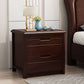 Solid Wood 20" Bed Nightstand 2-Drawer Walnut Modern Night Table