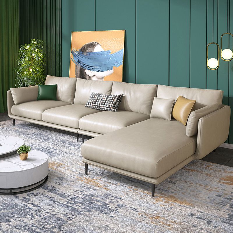 Nordic Stationary Faux Leather Living Room Square Arm Pillows Seating