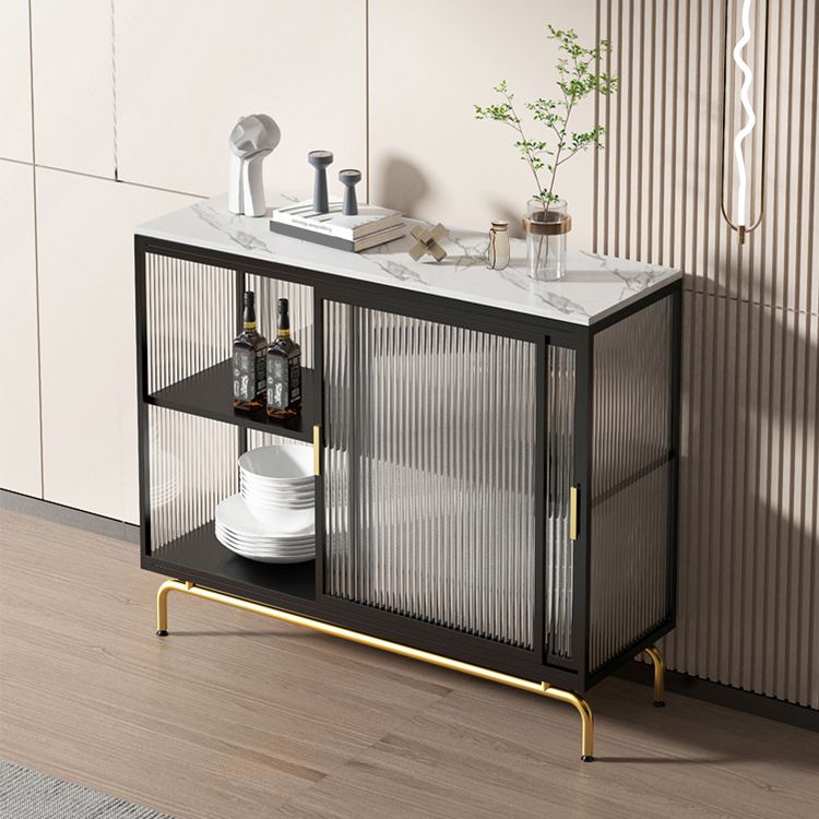 Mobile moderno in metallo in metallo vetro e porte scorrevoli per il soggiorno per soggiorno