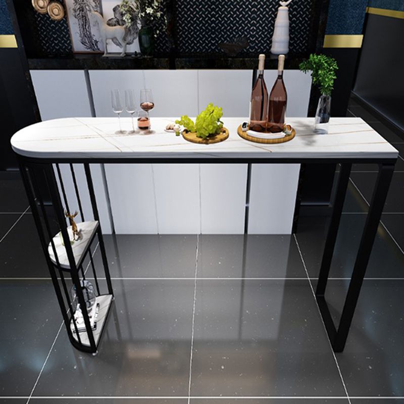 Industrial Free Form Bar Height Table Metal and Stone Bar Table with Double Pedestal Clearhalo 'Bar Furniture' 'Bar Tables' 'bar_tables' 'furn' 'furn_bar_tables' 'Furniture' 'Kitchen & Dining Furniture' 1200x1200_c03bfe75-2ced-404b-8832-d0296942166e