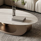 Glam Metal Abstract Base Cocktail Table Slate Top Coffee Table