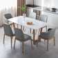 White Dining Table with Trestle Base Modern Natural Frame Dinner Room Kitchen Table
