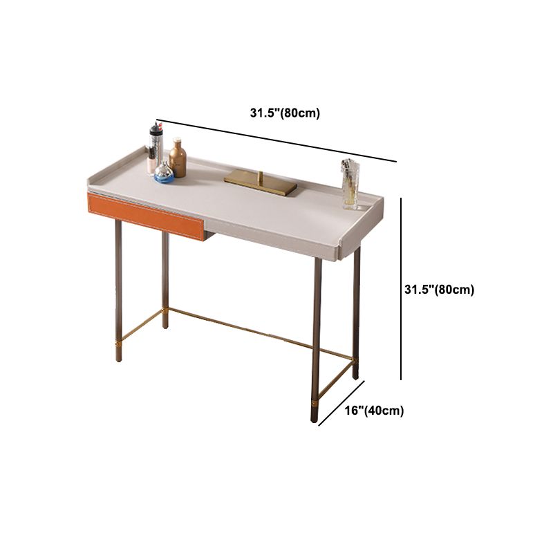 1 Drawer Glam Makeup Vanity Set Solid Wood Dressing Table with Slate Top