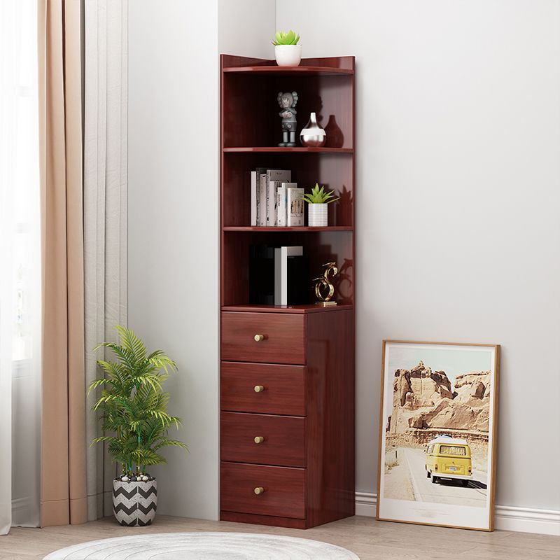 73,23 "Alta cassetta angolare a 4 cassetti, cassa di accento di legno con ripiani