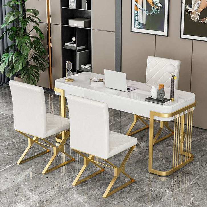 Home Office Writing Desk Glam Style Curved Imitation Marble Writing Desk Clearhalo 'furn' 'furn_office_desk' 'Furniture' 'furniture_office_desk' 'Office Desks' 'Office Furniture' 'office_desk' 1200x1200_c047a88a-e1cc-4816-8680-fe4e30979004