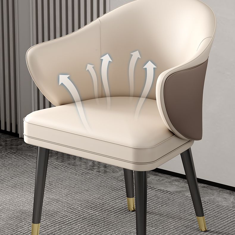 Glam Metal Dining Room Chairs PU Leather Dining Arm Chair for Restaurant Use Clearhalo ' kitchen&dining_furn' 'Dining Chairs' 'Dining Tables & Seating' 'dining_chair' 'furn' 'furn_dining_chair' 'Furniture' 'furniture_dining_chair' 'Kitchen & Dining Furniture' 'kitchen' 1200x1200_c047ef88-0416-4f6a-acea-ba4a0049f98f