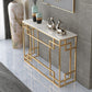 Glam Iron Console Sofa Table Rectangle Marble Console Accent Table for Hall
