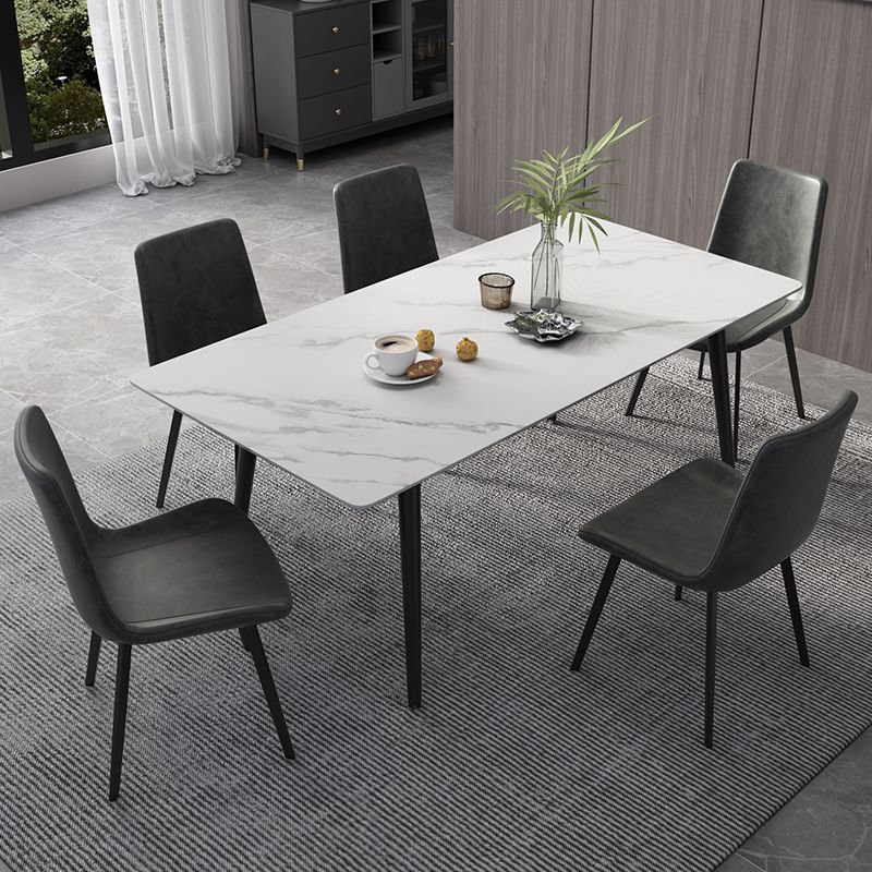Metal Industrial Rectangle Dining Table Sintered Stone Top Table with Black Legs Clearhalo ' dining_table' 'Dining Tables & Seating' 'Dining Tables' 'furn' 'furn_dining_table' 'Furniture' 'furniture_dining_table' 'Kitchen & Dining Furniture' 'kitchen&dining_furn' 'kitchen' 'kitchen_dining_table' 1200x1200_c048cd57-658e-422e-9854-7955cb2fc383