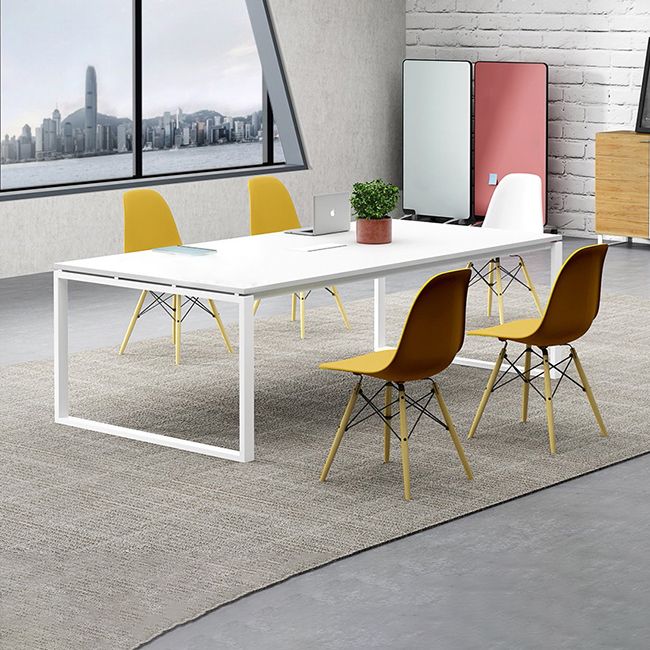 Solid Wood Contemporary Rectangular Dining Table White Indoor Table with Sled Base Clearhalo ' dining_table' 'Dining Tables & Seating' 'Dining Tables' 'furn' 'furn_dining_table' 'Furniture' 'furniture_dining_table' 'Kitchen & Dining Furniture' 'kitchen&dining_furn' 'kitchen' 'kitchen_dining_table' 1200x1200_c048e144-fb1b-49a8-aeaf-be3999dfb4d7