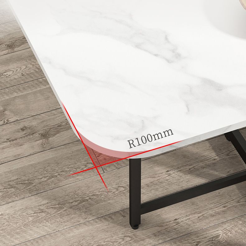 Modern Folding Dining Table Rectangle Wooden Top with Black Metal Base Clearhalo 'Dining Tables & Seating' 'Dining Tables' 'dining_table' 'furn' 'furn_dining_table' 'Furniture' 'Kitchen & Dining Furniture' 1200x1200_c04902dc-6cda-45b2-95d9-85a3cd6585cc