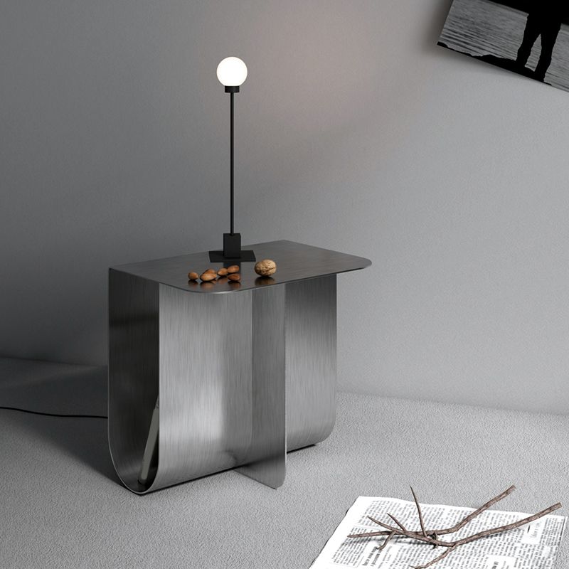 Metal Rectangle Top Side Table 14.96" Tall Abstract Base End Table with Storage Clearhalo 'Coffee & Accent Tables' 'End & Side Tables' 'end_side_tables' 'furn' 'furn_end_side_tables' 'Furniture' 'Living Room Furniture' 1200x1200_c05022de-59ea-40e4-89dd-d2032d1714ef