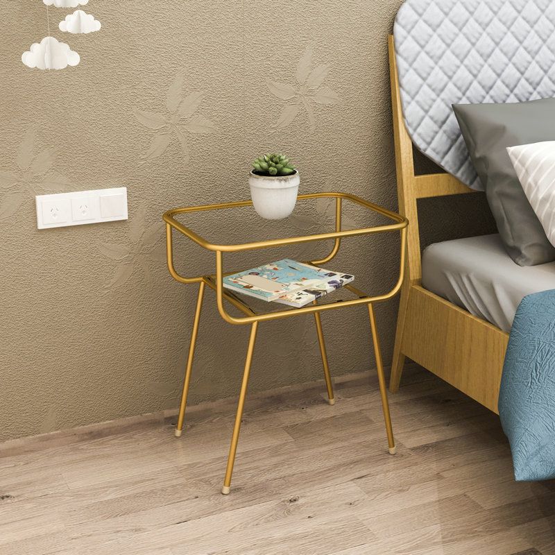 Comodino da tavolo di accento di vetro contemporaneo 23,6 "comodino da letto alto