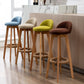 Nordic Wood Swivel Barstool Low Back Indoor Tall Stool with Upholstered Clearhalo 'Bar Furniture' 'Bar Stools' 'bar_stools' 'furn' 'furn_bar_stools' 'furniture_bar_stools' 'Kitchen & Dining Furniture' 'kitchen&dining_furn' 'kitchen' 'kitchen_furn' Furniture' 1200x1200_c0510d5b-df3b-4596-bb54-b20da9e121c4