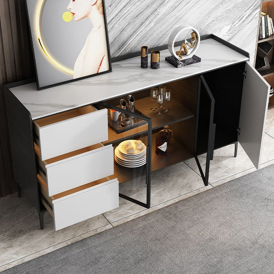 Porte di vetro contemporanea Sideboard Scheda di pietra con cassetti e conservazione
