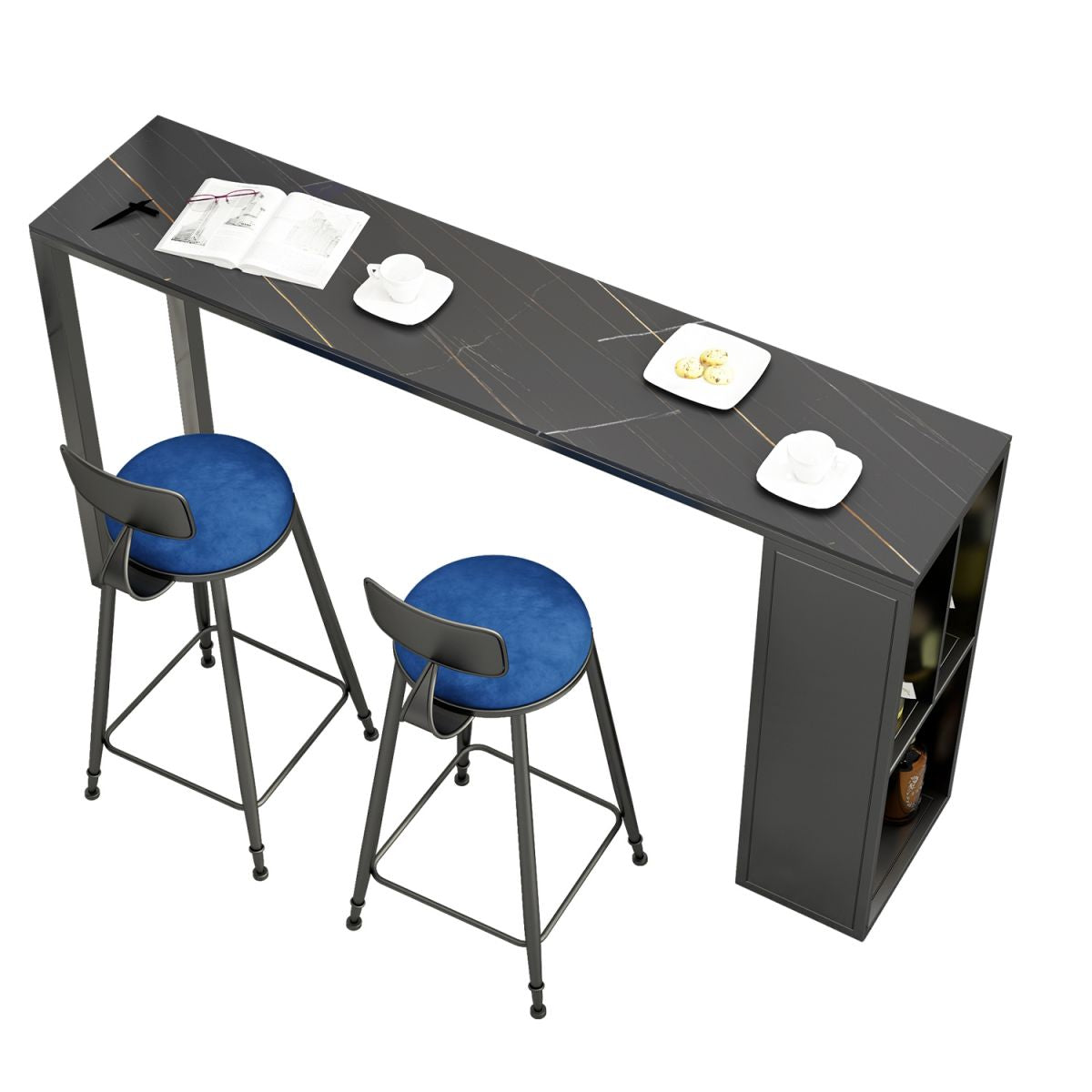 Modern Rectangle Bar Dining Table Double Pedestal Bar Table with Shelves Clearhalo 'Bar Furniture' 'Bar Tables' 'bar_tables' 'furn' 'furn_bar_tables' 'Furniture' 'Kitchen & Dining Furniture' 1200x1200_c053c5c3-f6c4-4338-a010-70d90c647350