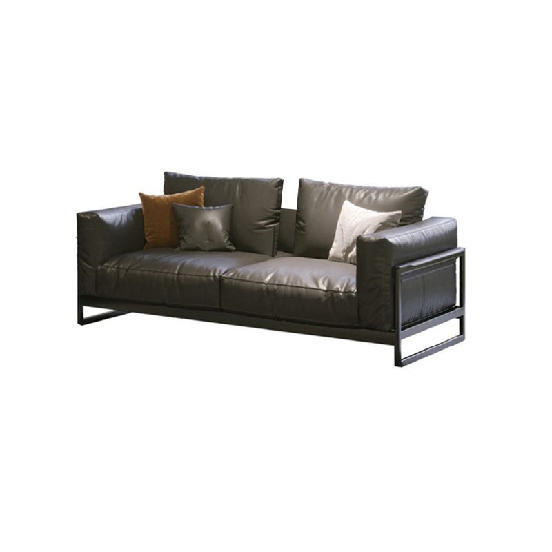 Genuine Leather Classic Industrial Sofa 33.46"High Square Arm Sofa & Bolster Pillows Clearhalo 'furn' 'furn_sofas' 'Furniture' 'furniture_sofas' 'kitchen' 'kitchen_sofas' 'Living Room Furniture' 'Sofa' 'sofas' 1200x1200_c05446d9-99f6-431e-905b-02de831d4473