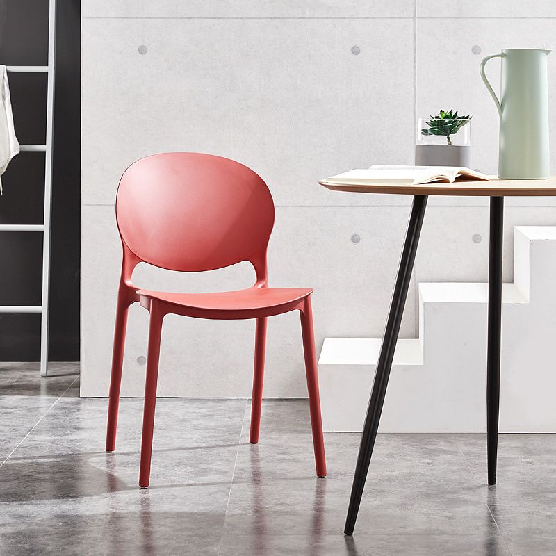 Modern Plastic Chair Kitchen Open Back Dining Side Furniture in Matte Finish Clearhalo 'Dining Chairs' 'Dining Tables & Seating' 'dining_chair' 'furn' 'furn_dining_chair' 'Furniture' 'Kitchen & Dining Furniture' 1200x1200_c0547fd3-b611-409b-b794-9ea17c038784