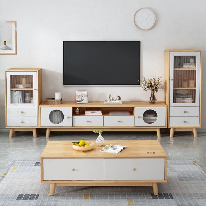17.72"H TV Stand Contemporary Style Solid Wood TV Console with 2 Drawers Clearhalo 'furn' 'furn_tv_stands_entertainment_centers' 'Furniture' 'Living Room Furniture' 'TV Stands & Entertainment Centers' 'TV Stands & Media Storage Furniture' 'tv_stands_entertainment_centers' 1200x1200_c0559cd5-b1ed-4ce9-bddb-cfac693f2e9d