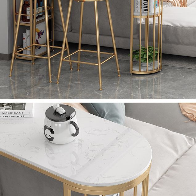 Glam Gold Iron Bar Table 41.3"H Marble White Top Bistro Table with Wine Glass Holders Clearhalo 'Bar Furniture' 'Bar Tables' 'bar_tables' 'furn' 'furn_bar_tables' 'Furniture' 'furniture_bar_tables' 'Kitchen & Dining Furniture' 'kitchen&dining_furn' 'kitchen' 1200x1200_c055ae83-b9eb-42ee-8cdd-6fa63e89e7a0