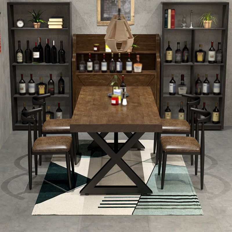 Industrial Style Home Pine Dining Table Rectangle Shape Table with Trestle Base Clearhalo ' dining_table' 'Dining Tables & Seating' 'Dining Tables' 'furn' 'furn_dining_table' 'Furniture' 'furniture_dining_table' 'Kitchen & Dining Furniture' 'kitchen&dining_furn' 'kitchen' 'kitchen_dining_table' 1200x1200_c0563dff-2869-4320-a57f-e404b0d3dbde