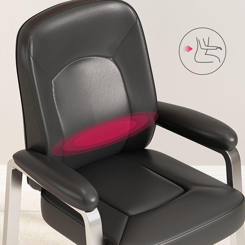 Modern Office Chair No Wheels Leather Desk Chair for Meeting Room