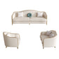 Contemporary Genuine Leather White Cushions Living Room Settee