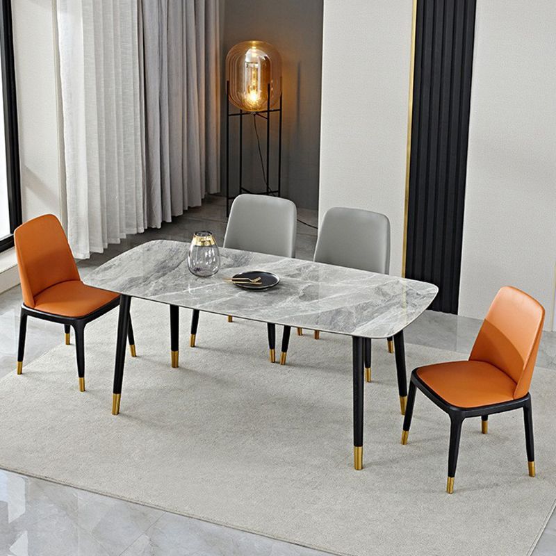 Noordse 1/4/5/7 stukken meubels rechthoekige stenen eettafel ingesteld in grijs