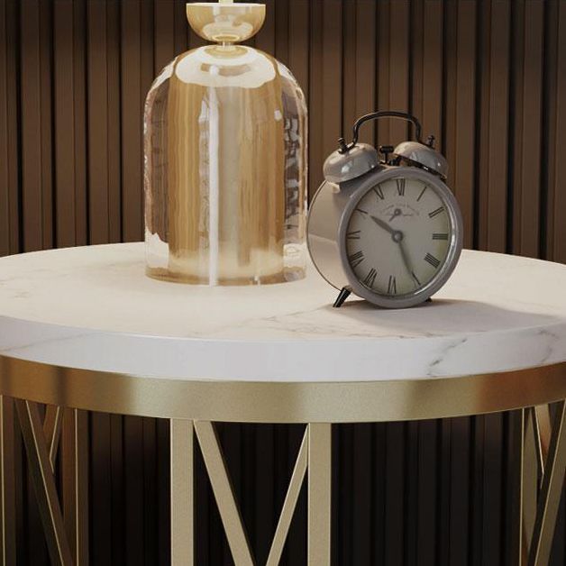 Klassischer Glamakzent Tisch Nachttisch Stein Nachttschrank für Schlafzimmer