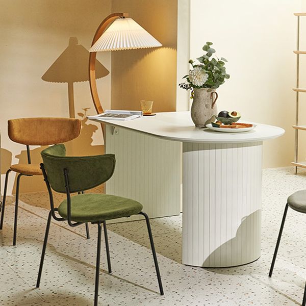 Wood Top Dining Table Traditional Luxury Dining Table with White Sled Base Clearhalo 'Dining Tables & Seating' 'Dining Tables' 'dining_table' 'furn' 'furn_dining_table' 'Furniture' 'Kitchen & Dining Furniture' 1200x1200_c05e15b9-1514-4a02-bbf5-3ce9da6dea49