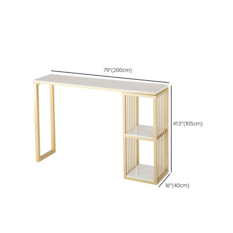 White Rectangle Faux Marble Top Bar Table Industrial Double Pedestal with Shelves Clearhalo 'Bar Furniture' 'Bar Tables' 'bar_tables' 'furn' 'furn_bar_tables' 'Furniture' 'Kitchen & Dining Furniture' 1200x1200_c05e6fe9-8de3-4281-ac6d-e5f78fe49dbf