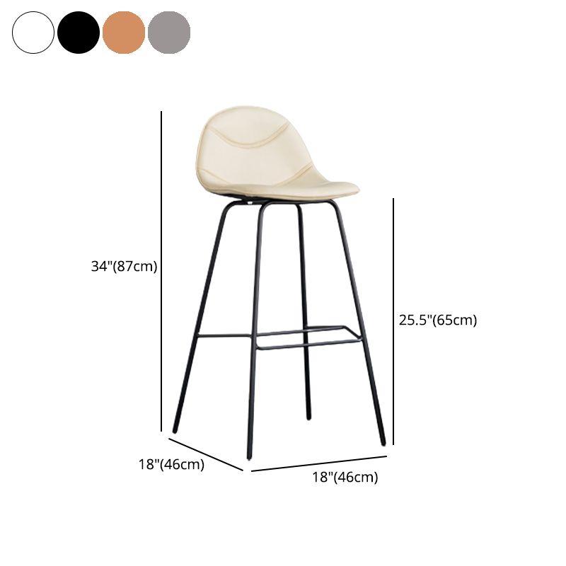 Minimalist Style Leather Counter Stool Low Back Stools with Metal Legs Clearhalo 'Bar Furniture' 'Bar Stools' 'bar_stools' 'furn' 'furn_bar_stools' 'Furniture' 'furniture_bar_stools' 'Kitchen & Dining Furniture' 1200x1200_c0605a29-855e-4fbd-9c75-106cdf277e57