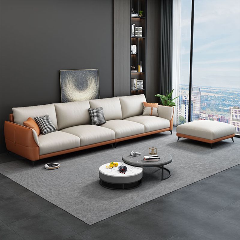 Sofá de asentamiento contemporáneo resistente a las manchas con almohadas en naranja/blanco
