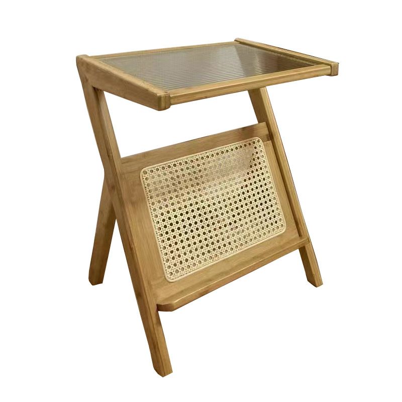 Tavolo di fascia alta in vetro 21.6 "tavolo da gambe a croce alta con scaffale per soggiorno