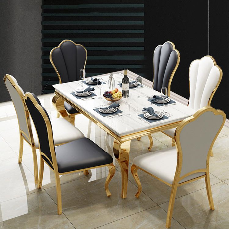 Traditional Luxury Dining Table Rectangle Metal Gold Tripod Dining Table Clearhalo 'Dining Tables & Seating' 'Dining Tables' 'dining_table' 'furn' 'furn_dining_table' 'Furniture' 'furniture_dining_table' 'Kitchen & Dining Furniture' 'kitchen' 'kitchen_dining_table' 1200x1200_c061ac29-9b1b-4335-981f-e097ebfd4471