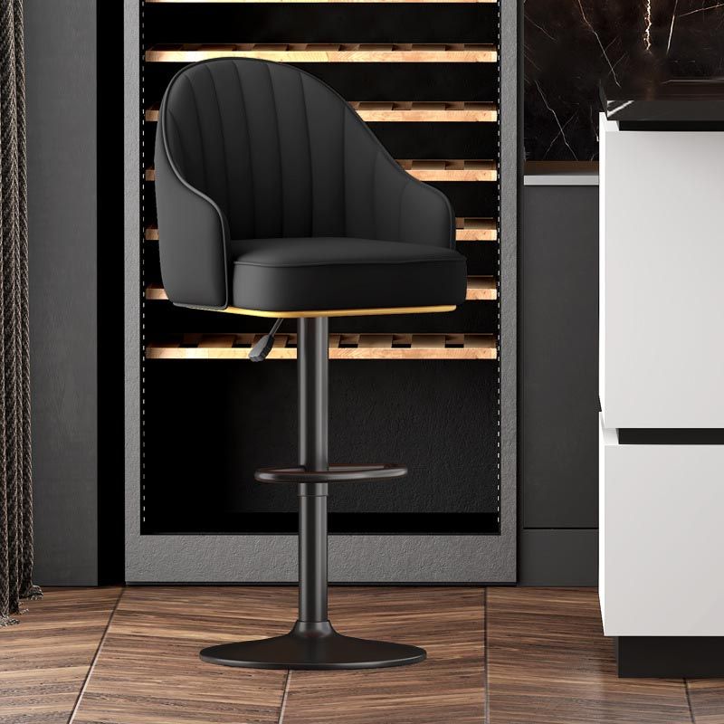 Industrial Style Metal Bar-stool PU Leather Counter Bar Stool for Kitchen