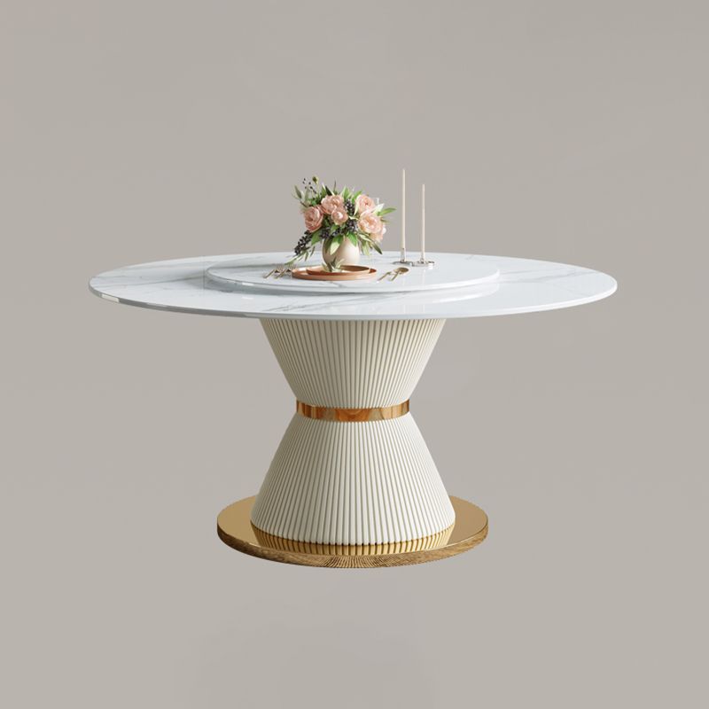 Luxury Round Dining Table Solid Wood Pedestal Dining Table for Dining Room