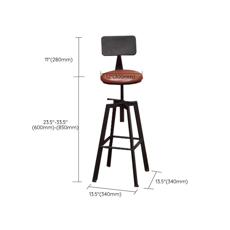 Industrial Metal Bar Stool Swivel Adjustable Height Patio Bar Stool Clearhalo 'Bar Furniture' 'Bar Stools' 'bar_stools' 'furn' 'furn_bar_stools' 'Furniture' 'Kitchen & Dining Furniture' 1200x1200_c063ab41-fa00-4088-b03f-11d43687ab47