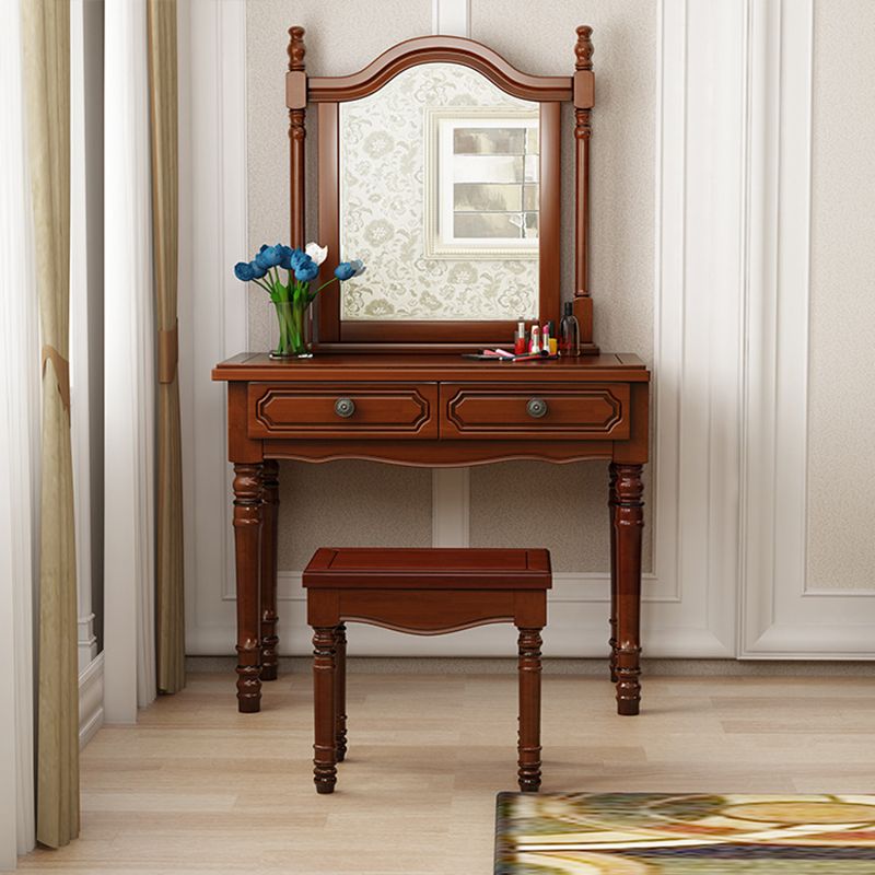 2-Drawers Mirror Table Dressing Table Victorian Solid Wood Make-up Vanity Clearhalo 'Bedroom Furniture' 'furn' 'furn_makeup_vanities' 'Furniture' 'Makeup Vanities' 'makeup_vanities' 1200x1200_c066adee-fad4-456f-bef8-391fa2ad6b71