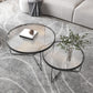 Round Clear Glass Cocktail Table Set Contemporary Cross Legs Coffee Table in Black